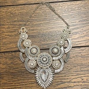 Silver Metal Statement Necklace